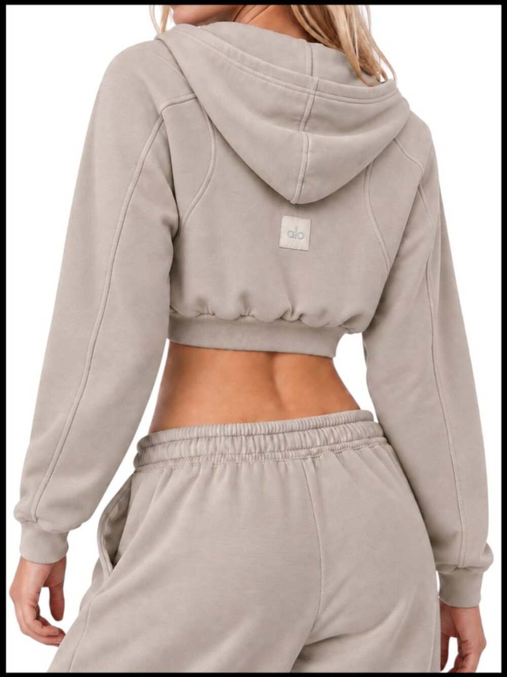 Alo Yoga Sweet Escape Cropped Zip Hoodie Cream Beige Accolade S